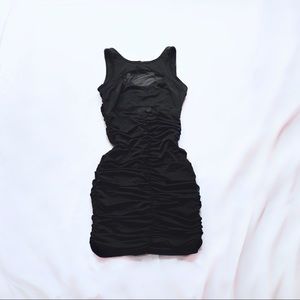closet ⋆ ruched dress w/ mesh accents